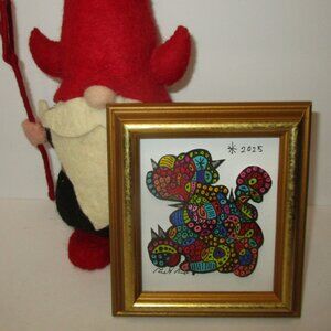 mini 3D abstract art painting doodle by Marek Bacik size 5" x 6" hand made